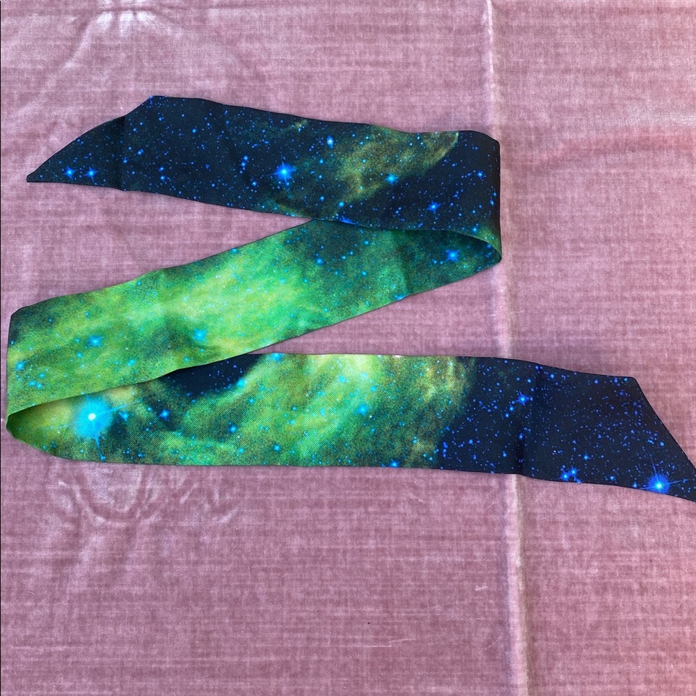 NY artist designed NASA Galaxy Print Scarf or bracelet. Handmade in Italy 💯 SILK